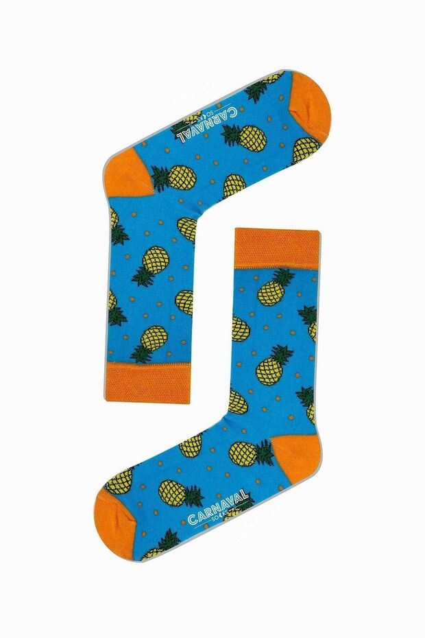 Summer Blue Pineapple Patterned Socks - 1