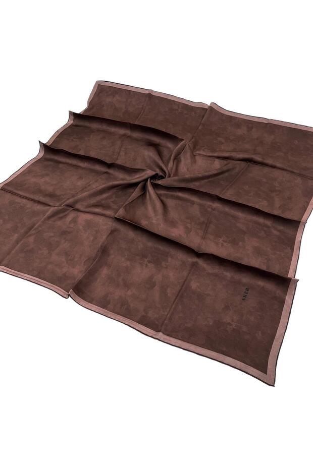 Coffee Color 7208704 -338 Model Large Size Silk Scarf - Sura
