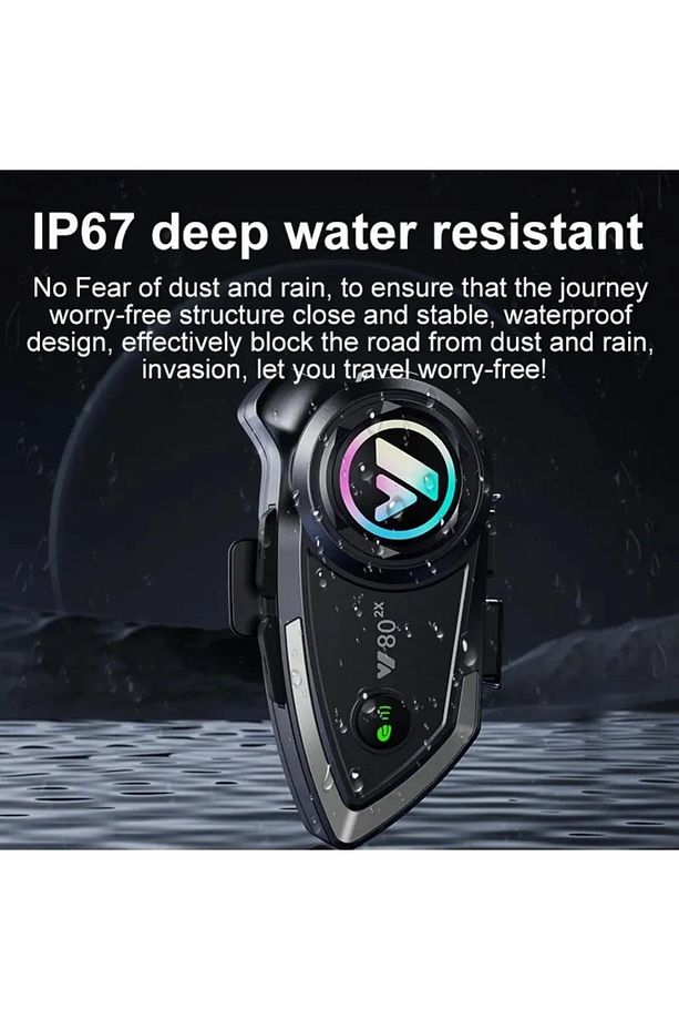 LOBO  A60 2X Bağlantılı 2 Intercom Bağlantılı Su Geçirmez Motosiklet Kask Bluetooth 5.3 - 2