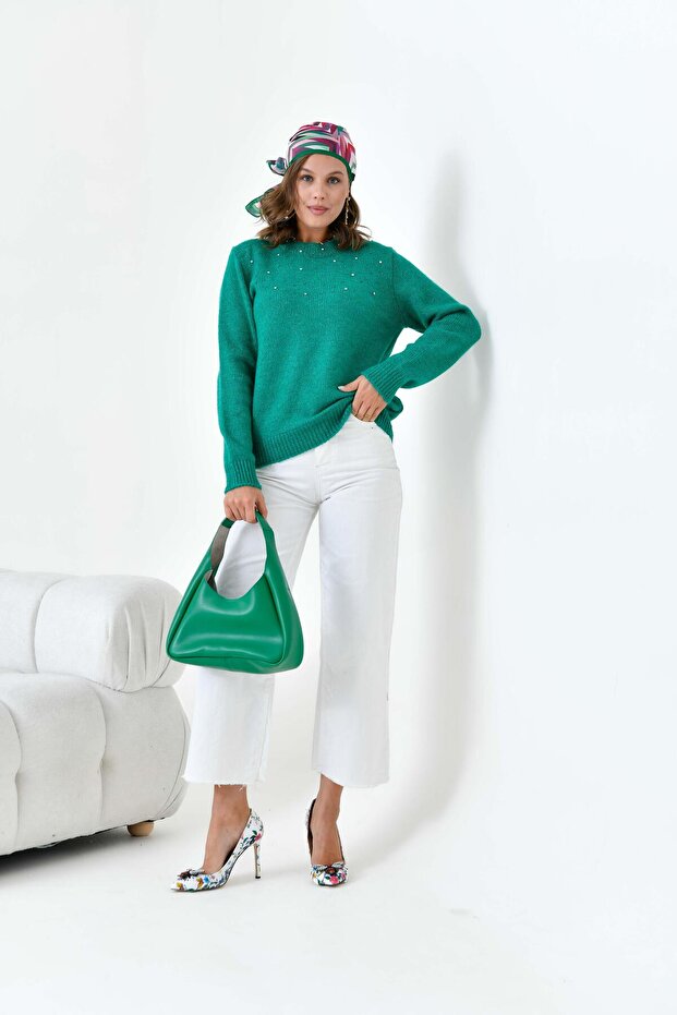 Ftz women's beaded embroidered sweater benetton 20741