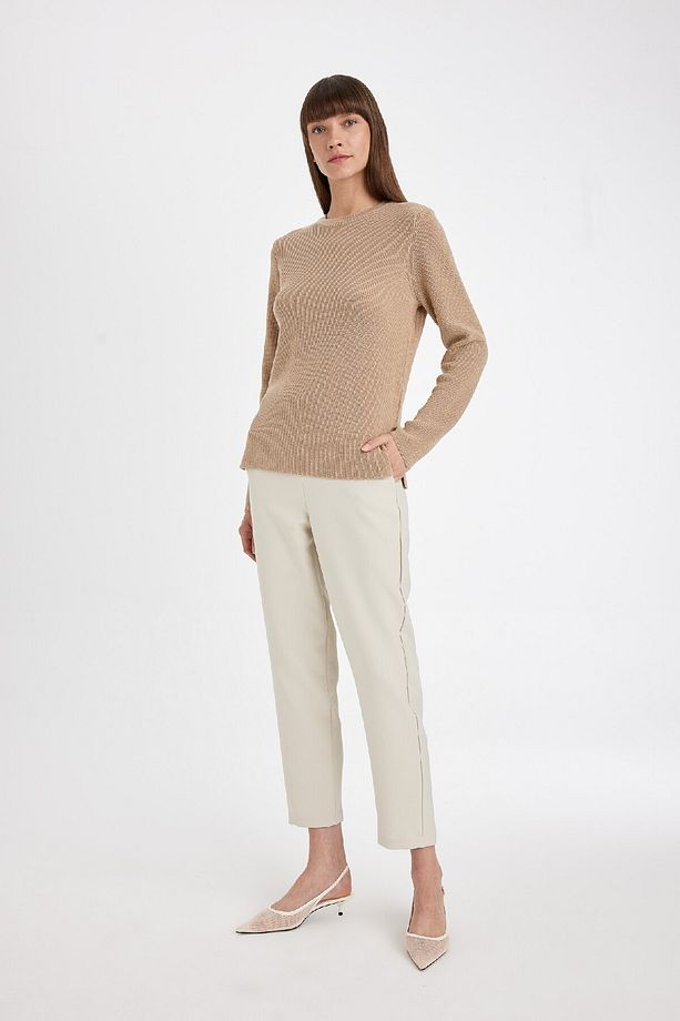 Regular Fit Bisiklet Yaka Simli Kumaş Triko Kazak D0405ax24wn - 2