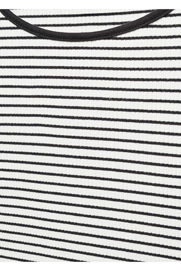 Çizgili fitilli tişört - 7
