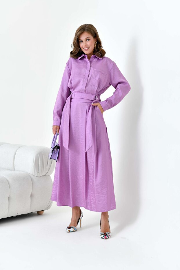 Women's skirted glossy set lilac 30870