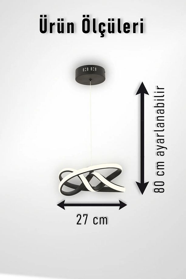Eclipse Model Siyah RENK Metal Salon Mutfak Oturma Yatak Odası Modern Led Sarkıt Avize - 2