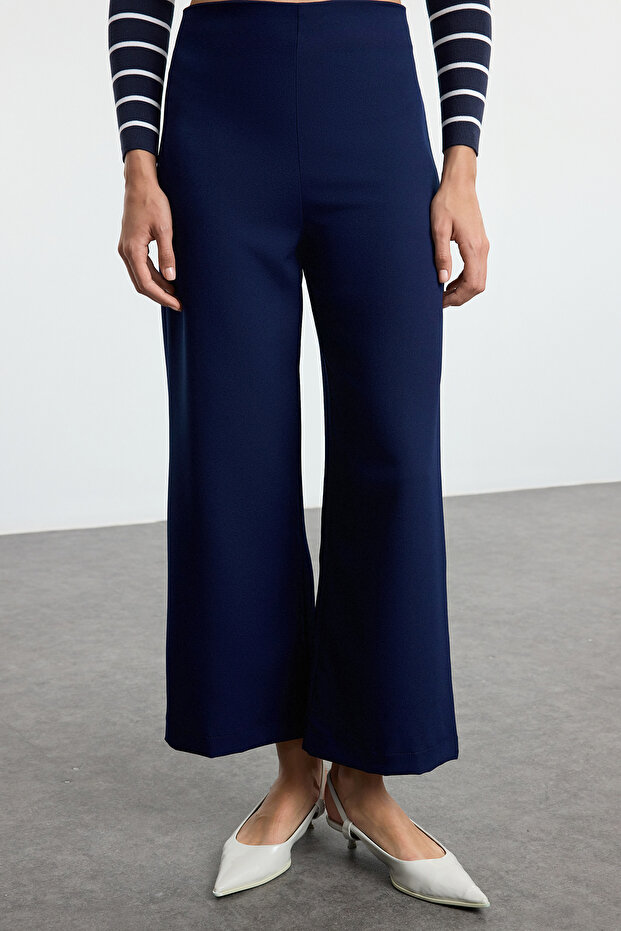 Lacivert Culotte Kalıp Dokuma Pantolon TWOAW25PL00098 - 3
