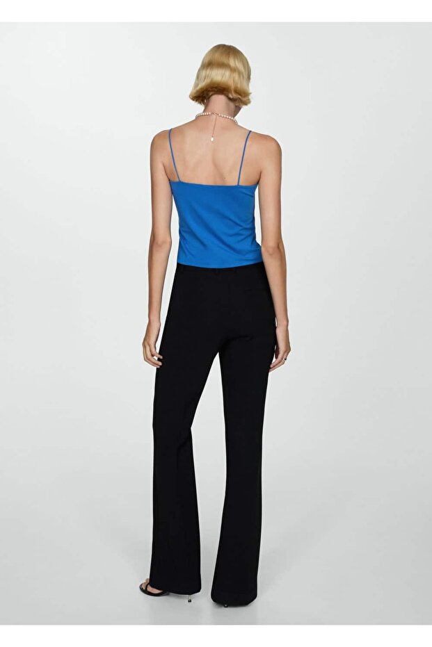 Düz yaka askılı bluz - 4