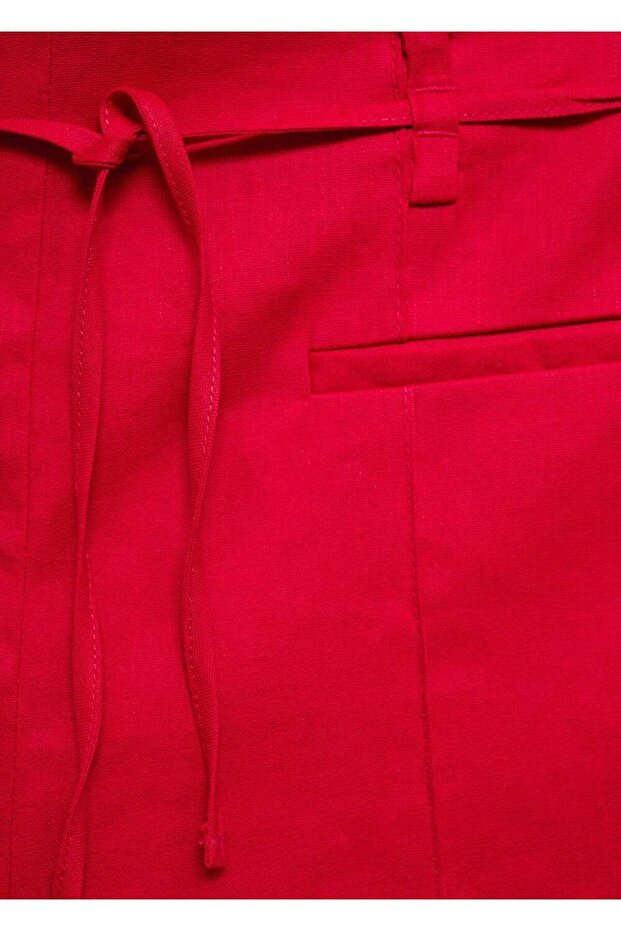 Keten Bağ Detaylı Şort - 5