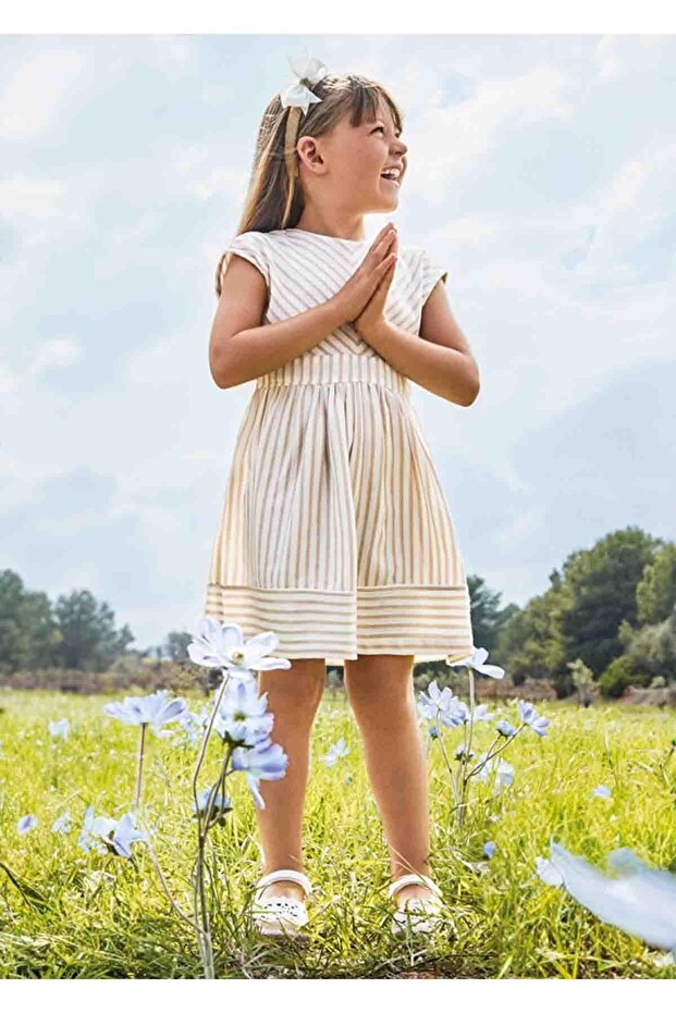 Summer Girl Striped Dress - Ecru