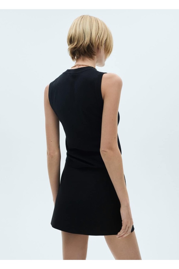 Yandan düğmeli mini etek - 4