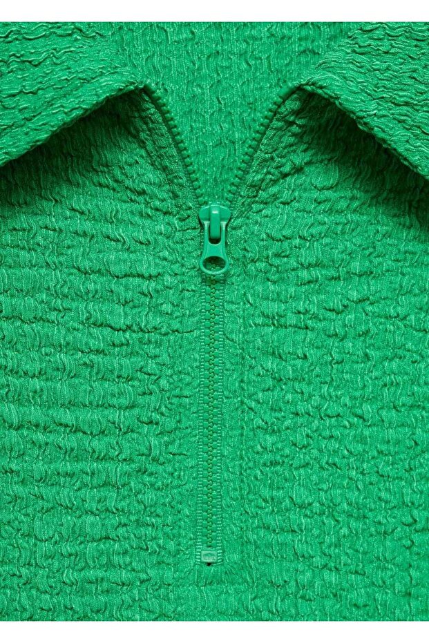 Rochie cu gât polo texturată - 6