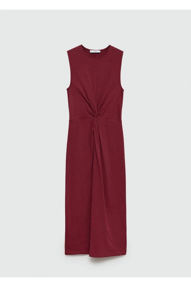 Drape detaylı midi elbise - 3