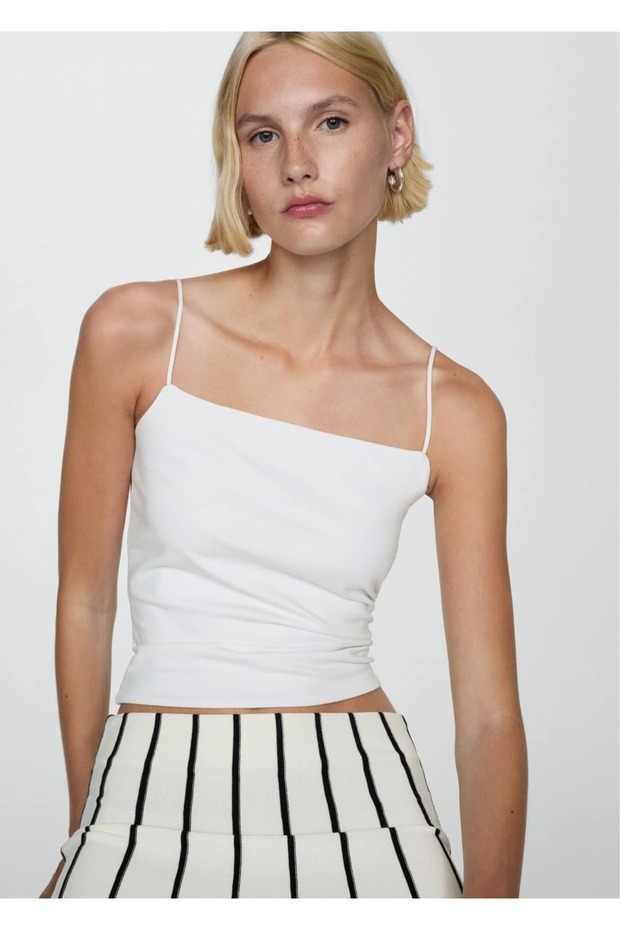 Düz yaka askılı bluz - 1