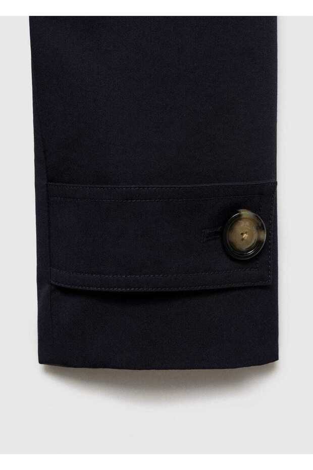 Çift düğmeli uzun trençkot - 5