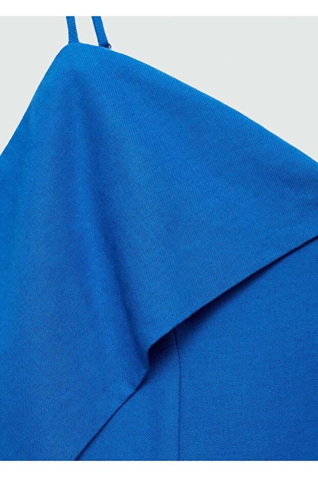 Kıvrık yakalı işlemeli elbise - 6