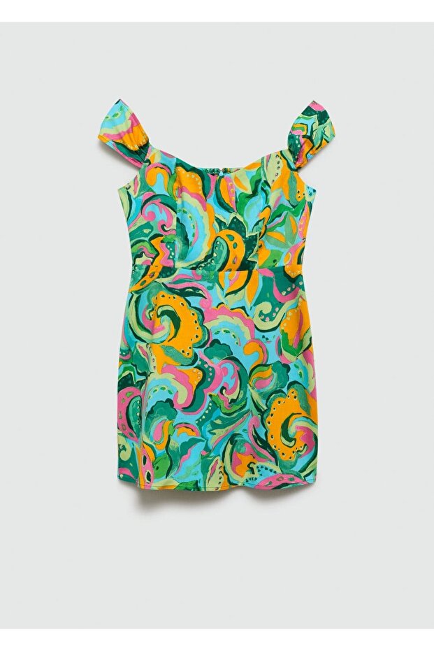 Desenli kısa elbise - 3