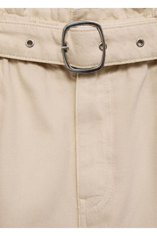 Kemerli denim şort - 6