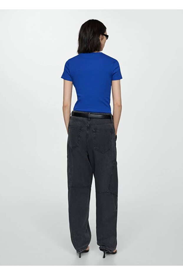 Kısa Kollu Triko Tişört - 4