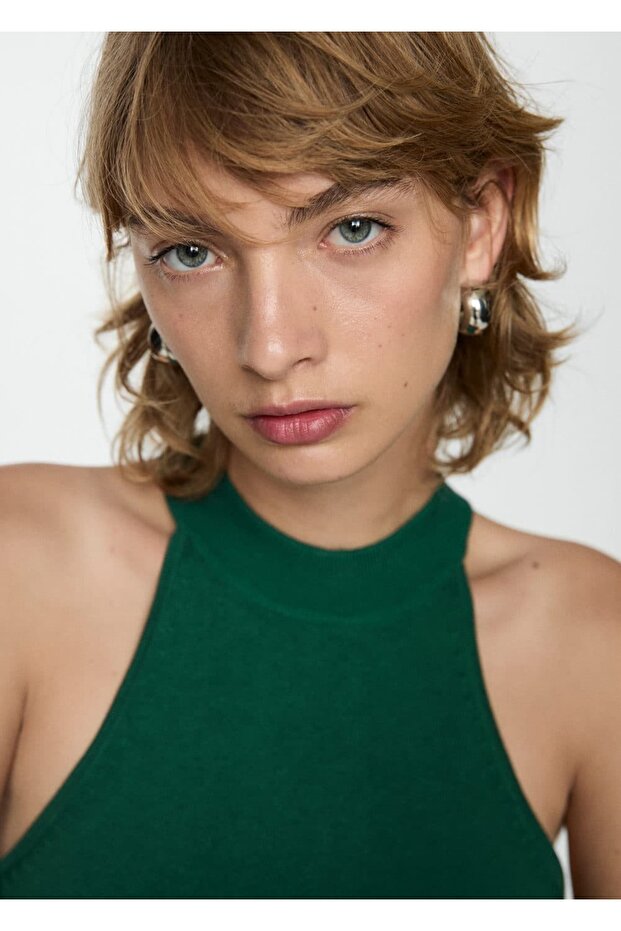 Halter yaka triko bluz - 6