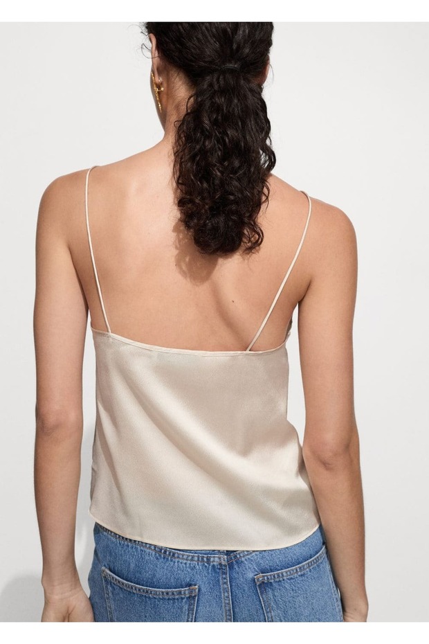 Saten askılı bluz - 4