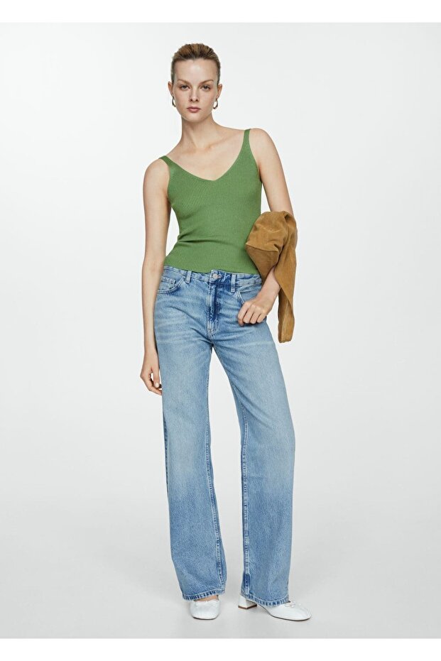 V yaka triko bluz - 2