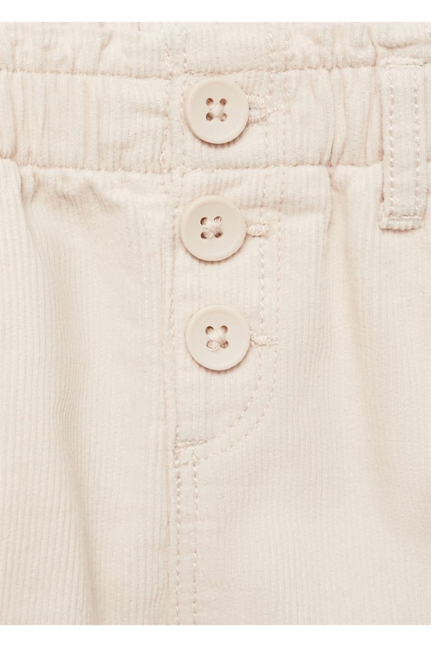 Düğmeli Mikro Fitilli Kadife Şort - 5