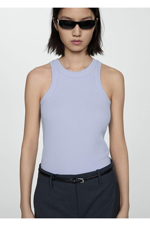 Lastik örgü pamuklu bluz - 1