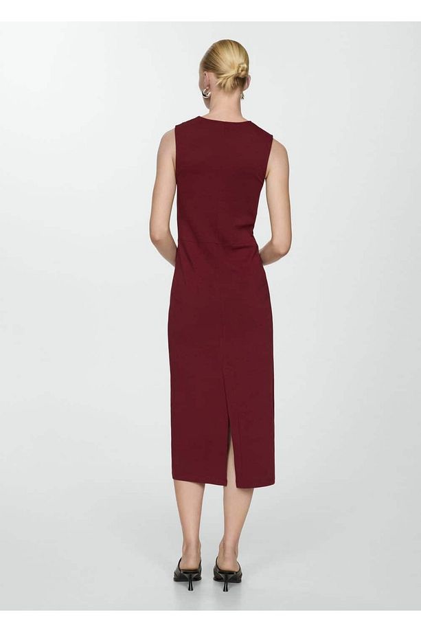 Drape detaylı midi elbise - 4