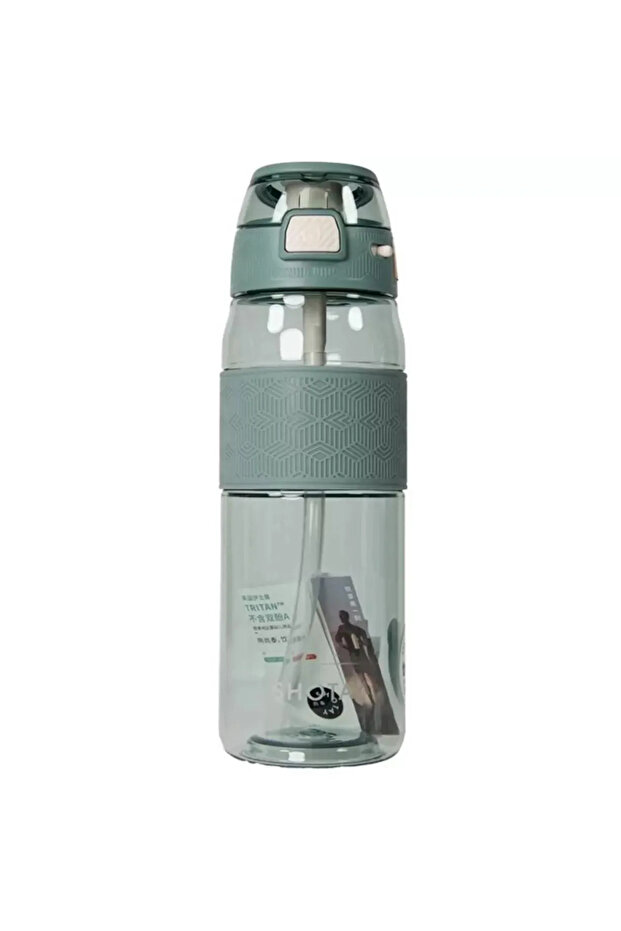 Turquoise Tritan Flask - 800ml with Transparent Lid and Stripe