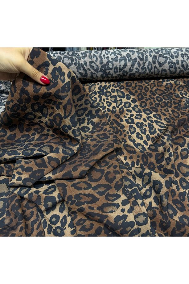 Ayrobin Modal Viskon Dökümlü Kumaş Leopar Desenli En 150 cm - 1