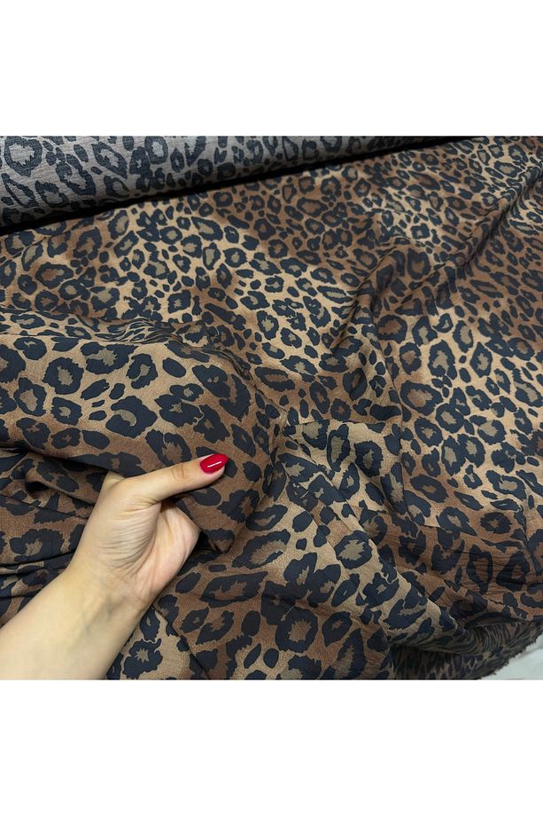Ayrobin Modal Viskon Dökümlü Kumaş Leopar Desenli En 150 cm - 6