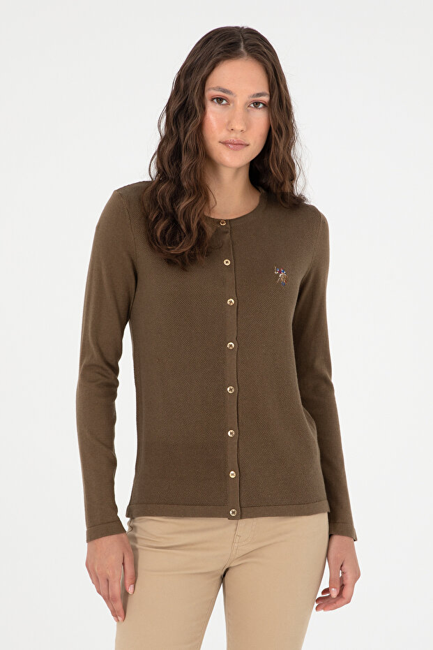 Women's Khaki Basic Knitwear Cardigan 50288991 -Vr027