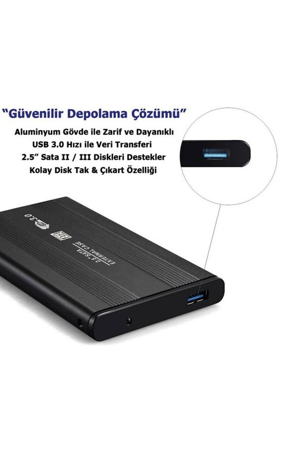 2126s 2.5 Inç Usb 3.0 Sata Harddisk Hdd Kutusu 5 Gbps Kılıf - Siyah Aluminyum Ssd - 2