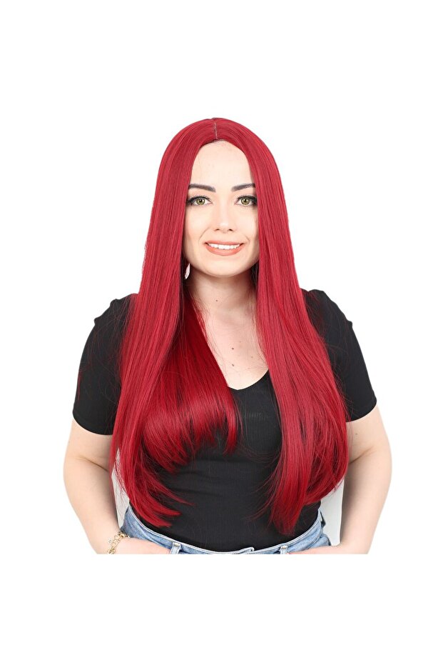 Fiber Sen Long Straight Wig / Red - 1