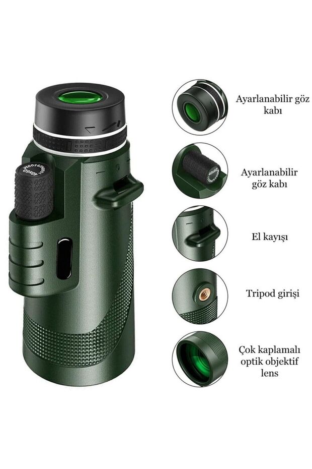 80x100 Hd Zoom Tek Göz Monoküler Teleskop Taşınabilir Dürbün Uzun Menzilli Avcılık Spor Kamp - 3