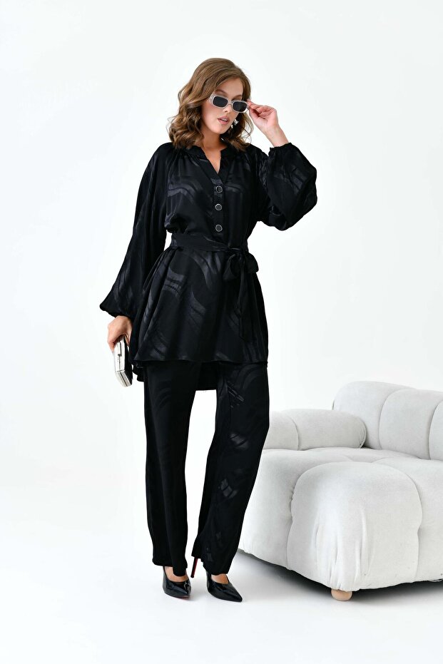 Women's jacquard set black 30877