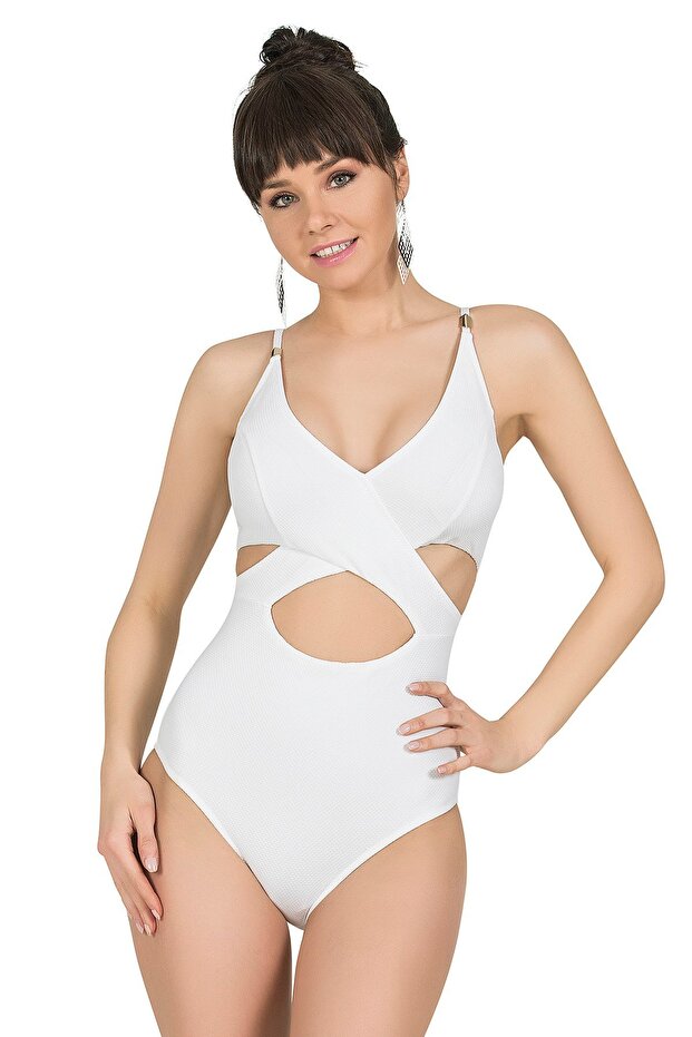 Kadın Beyaz Çapraz Model Mayo - 1