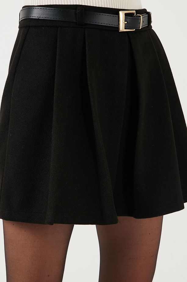 Streç Standart Fit Pileli Kışlık Mini Şort Etek  ŞORT ETEK 611SR00016 - 7