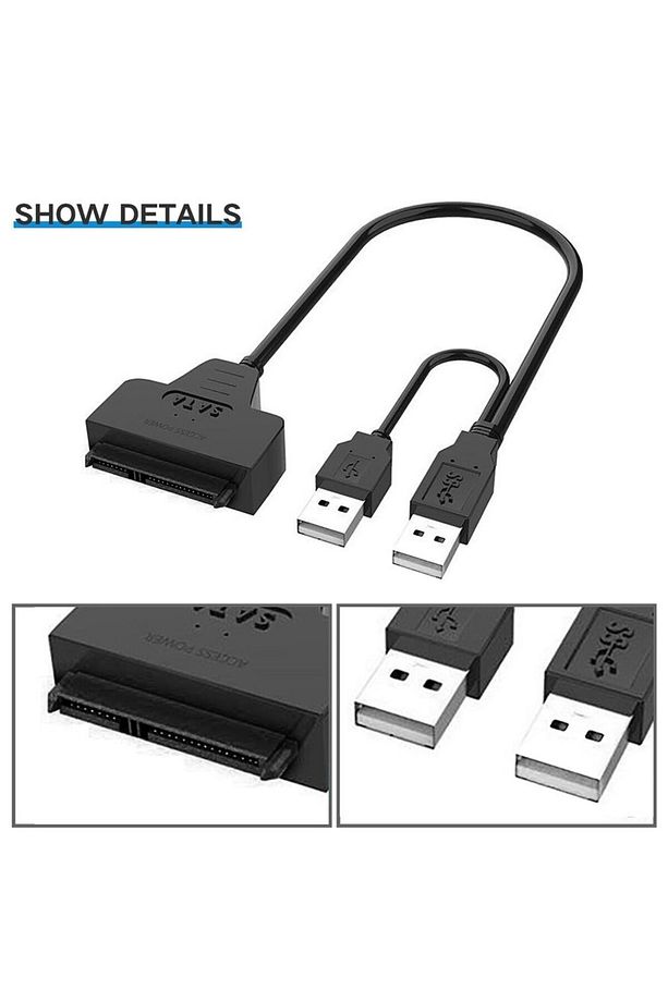 Yeni Çift Usb 2.0 Sata 22 Pin 2.5 Inç Sabit Disk Hdd Adaptörü Dönüştürücü Seri Ssd Kablosu - 8