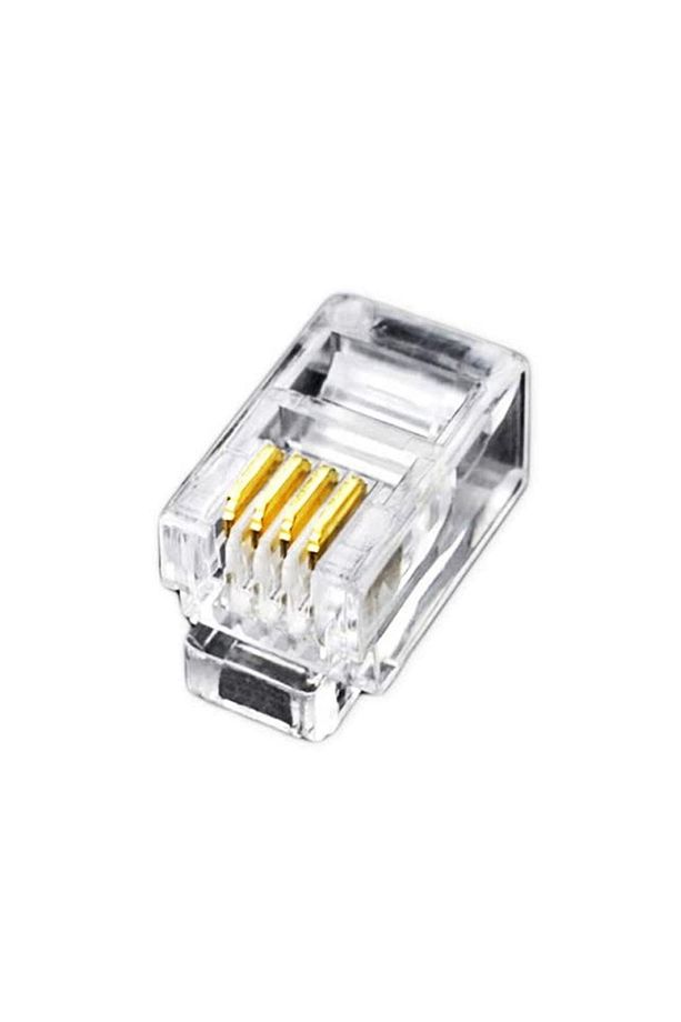 Rj11 4pin Jak 6p4c Telefon Kablosu Için Konnektör 4 Pinli Plug Altın Kaplama 4 Çekirdek ( 100 Adet ) - 6