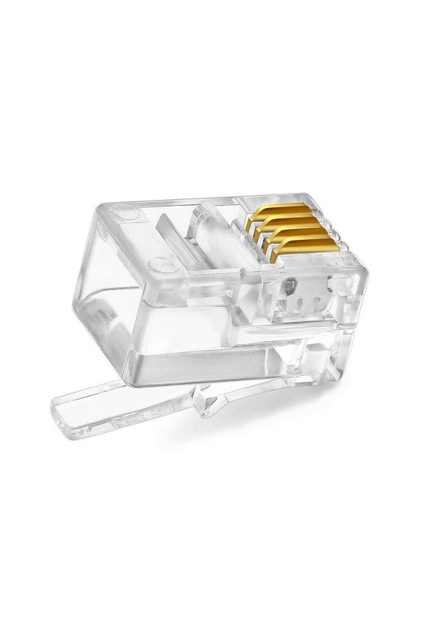 Rj11 4pin Jak 6p4c Telefon Kablosu Için Konnektör 4 Pinli Plug Altın Kaplama 4 Çekirdek ( 100 Adet ) - 3