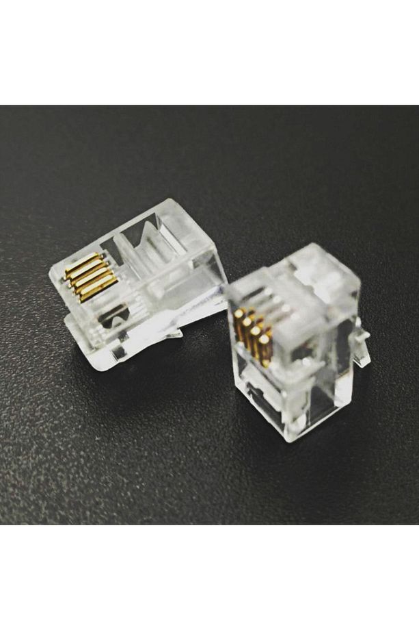 Rj11 4pin Jak 6p4c Telefon Kablosu Için Konnektör 4 Pinli Plug Altın Kaplama 4 Çekirdek ( 100 Adet ) - 4