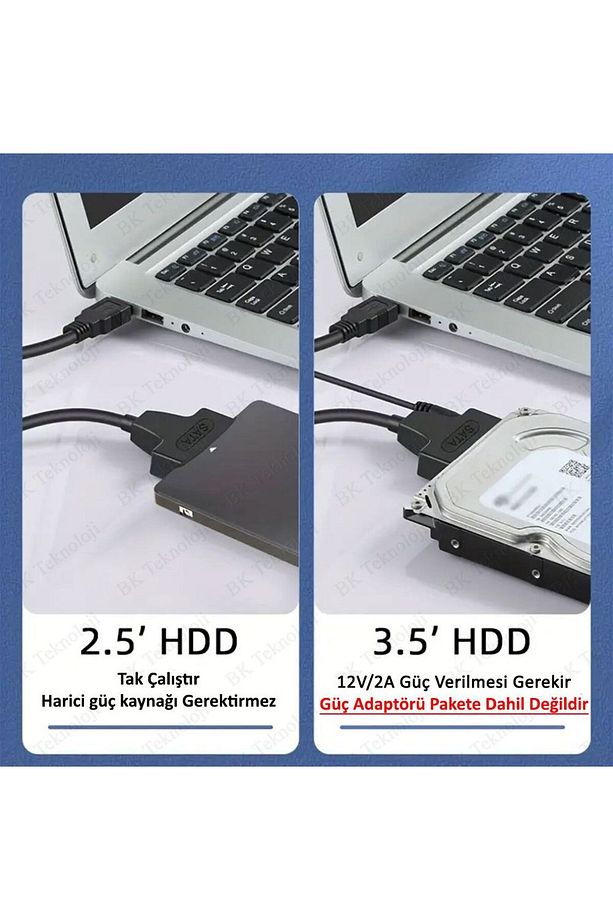 Yeni Çift Usb 2.0 Sata 22 Pin 2.5 Inç Sabit Disk Hdd Adaptörü Dönüştürücü Seri Ssd Kablosu - 5