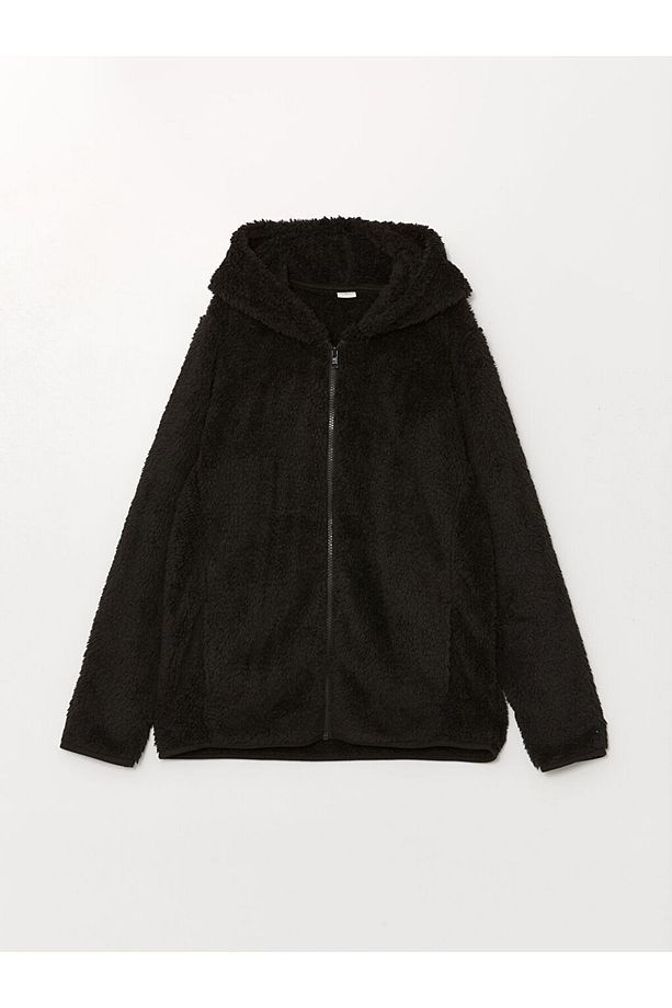 LCW Kids  Kapüşonlu Pelüş Kız Çocuk Fermuarlı Sweatshirt - 1