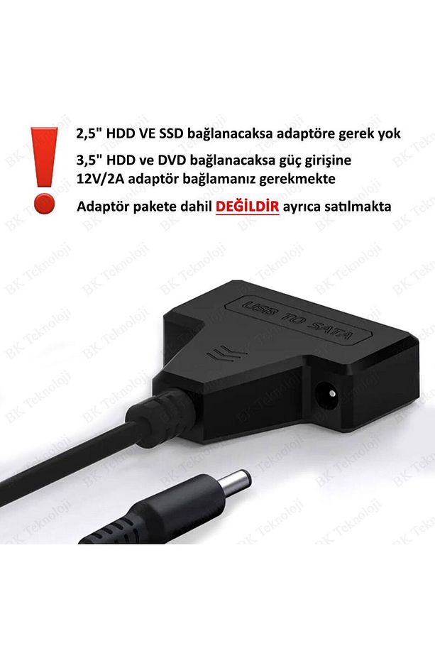 Yeni Çift Usb 2.0 Sata 22 Pin 2.5 Inç Sabit Disk Hdd Adaptörü Dönüştürücü Seri Ssd Kablosu - 3
