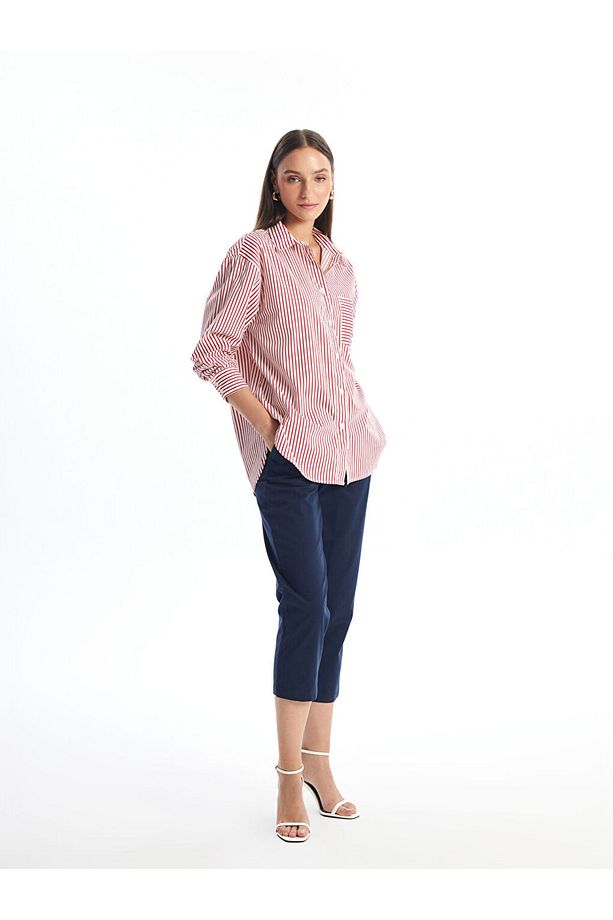 Lcw Çizgili Oversize Poplin Kadın Gömlek - 2