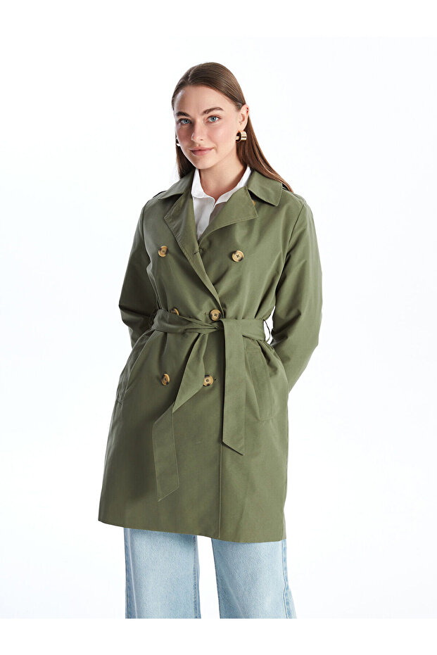 Lcwk Jacket Collar Women's Trench Coat