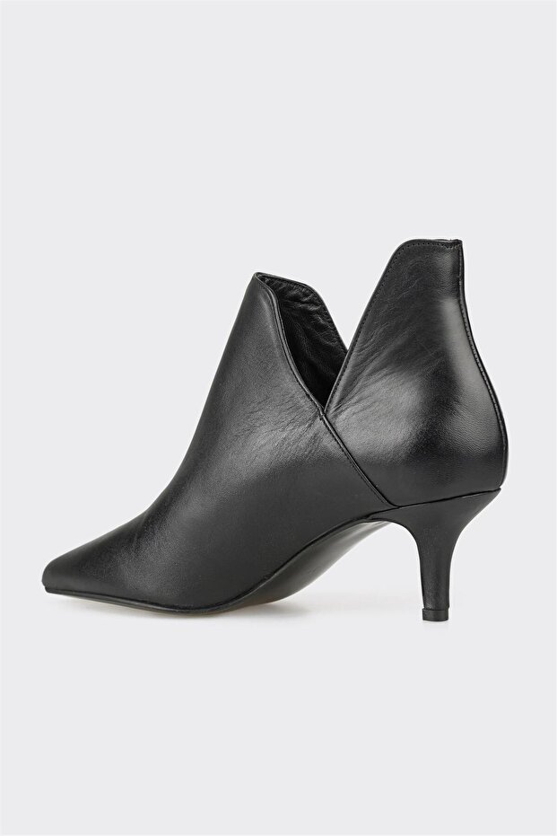 Siyah Deri Kadın Klasik Bot - 3