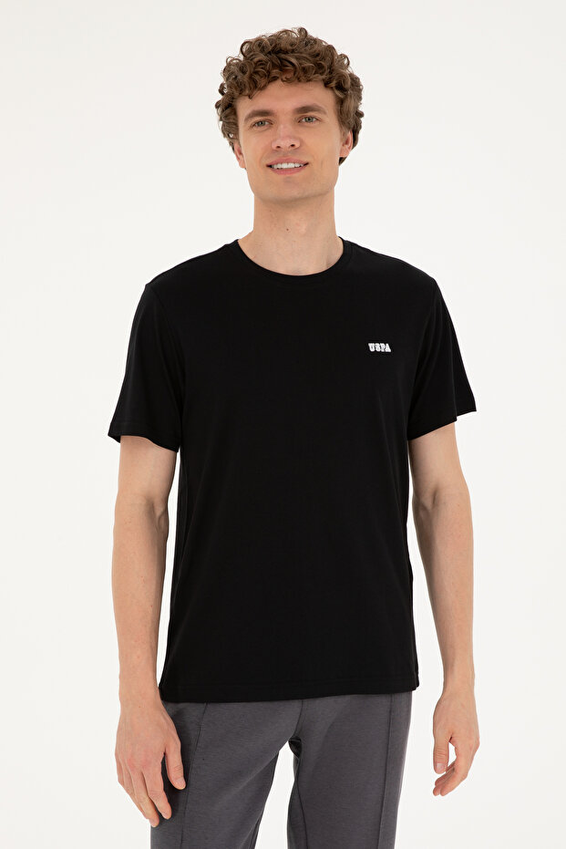 Men's Regular Fit Crew Neck Black T-Shirt 50294290-Vr046