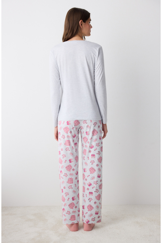 Sleep Time Hellgraues Hosen-Pyjama-Set - 4