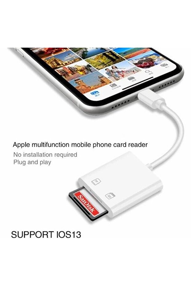 Nk-1022 Lightning To Sd Card Camera Reader Cable Iphone Sd Micro Reader Cable Adapter-white - 3